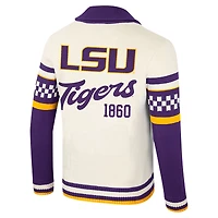 Pull jacquard boutonné unisexe Colosseum Cream LSU Tigers Wild Collective