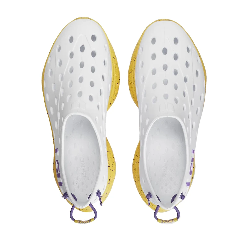 Unisex Kane Footwear White LSU Tigers Speckle Recovery Shoes