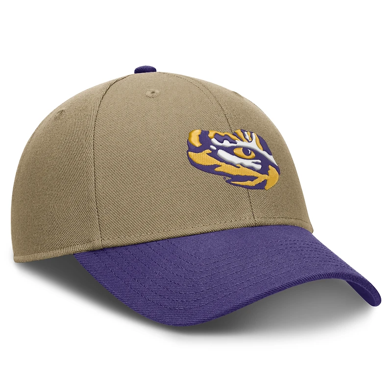 Casquette unisexe Nike beige/violette LSU Tigers Primetime Rise Dri-FIT ajustable