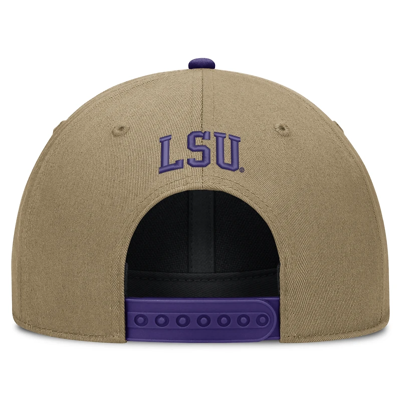 Casquette unisexe Nike beige/violette LSU Tigers Primetime Rise Dri-FIT ajustable