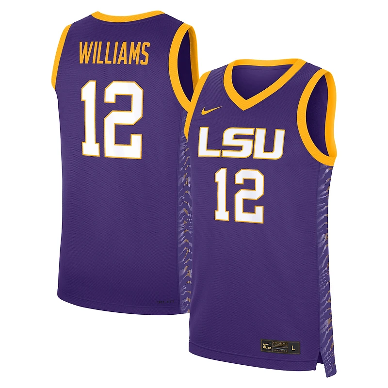 Maillot de basket-ball réplique unisexe Nike Mikaylah Williams violet des LSU Tigers