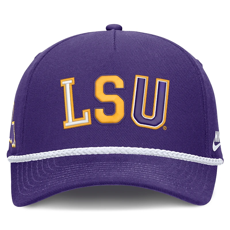 Casquette unisexe Nike violette LSU Tigers 2026 Basketball Refresh 5 panneaux à taille corde