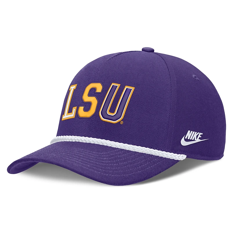 Casquette unisexe Nike violette LSU Tigers 2026 Basketball Refresh 5 panneaux à taille corde