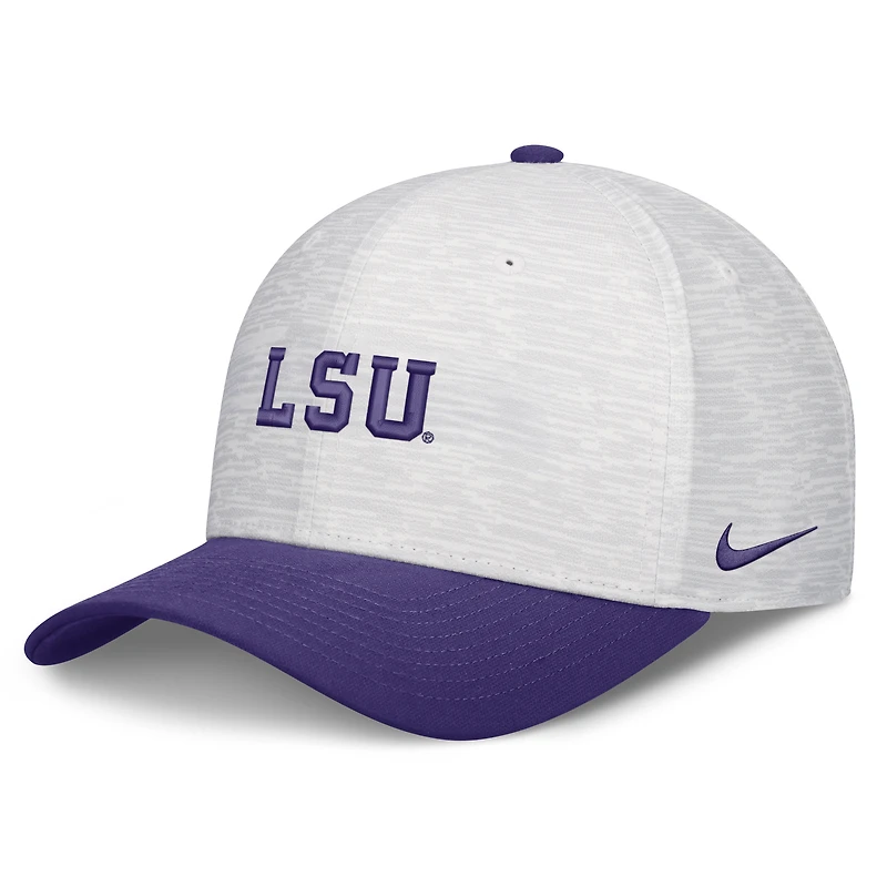 Casquette unisexe Nike blanche/violette LSU Tigers Primetime Rise ajustable
