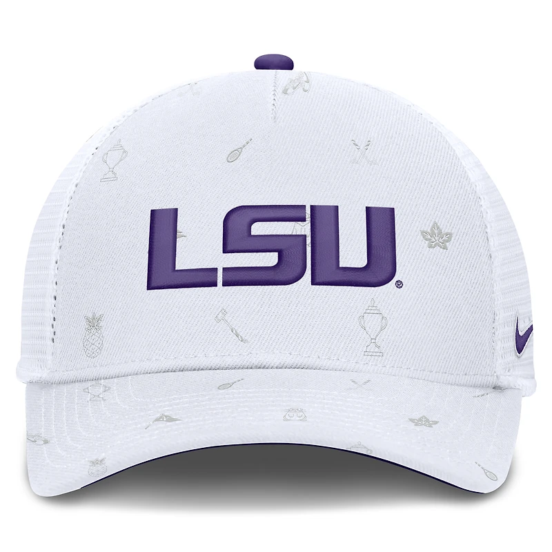 Casquette unisexe Nike blanche LSU Tigers Country Club Golfin' Rise Trucker ajustable
