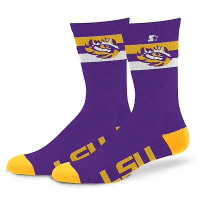 Chaussettes d'équipage unisexes Starter LSU Tigers Team Color Two-Stripe