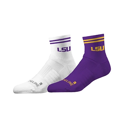 Lot de 2 paires de chaussettes mi-mollet unisexes Strideline LSU Tigers en tricot de qualité supérieure