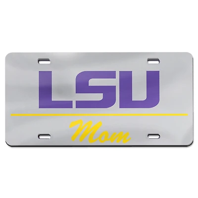 Plaque d'immatriculation WinCraft LSU Tigers Mom découpée au laser en acrylique