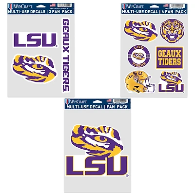 Lot de trois autocollants pour supporters WinCraft LSU Tigers