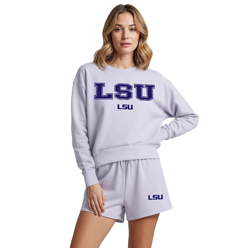 Women's Concepts Sport  Light Purple LSU Tigers Elevation Tri-Blend Long Sleeve Top & Short Set