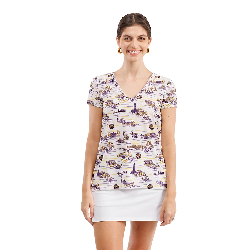 Women's Smith & Quinn LSU Tigers Blake Floral V-Neck Top