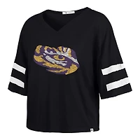 Women's '47 Black LSU Tigers Premier Scout Sleeve Stripe Relaxed Dolman T-Shirt