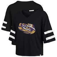 Women's '47 Black LSU Tigers Premier Scout Sleeve Stripe Relaxed Dolman T-Shirt