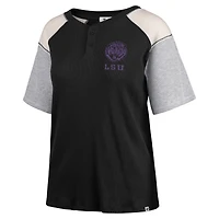 Women's '47 Black LSU Tigers Underline Harvey Colorblock Raglan Henley T-Shirt