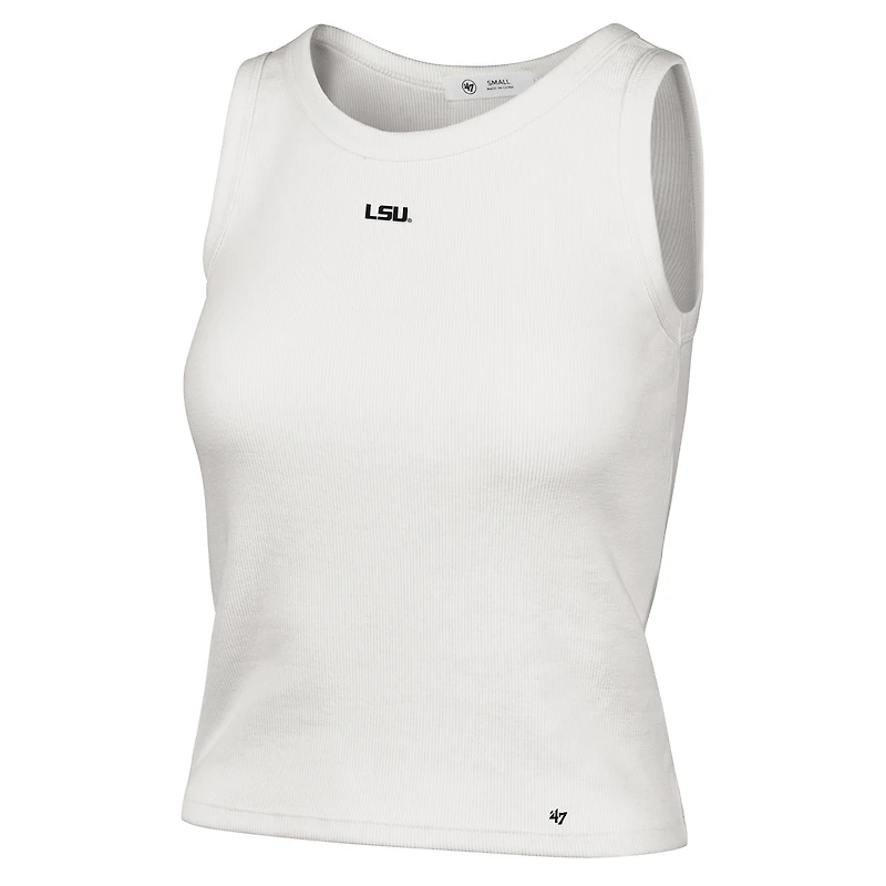 Women's '47  Cream LSU Tigers Micro Logo Ribbed Cropped Tank Top