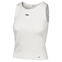 Women's '47  Cream LSU Tigers Micro Logo Ribbed Cropped Tank Top