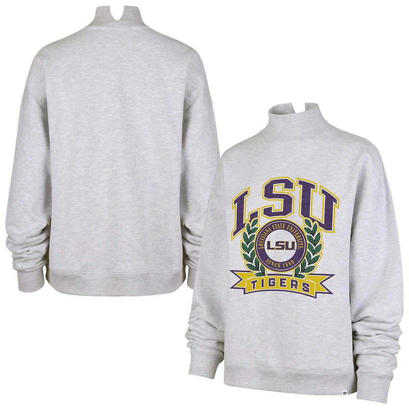 Women's '47 Gray LSU Tigers Laurel Arch Mock Neck Sweatshirt