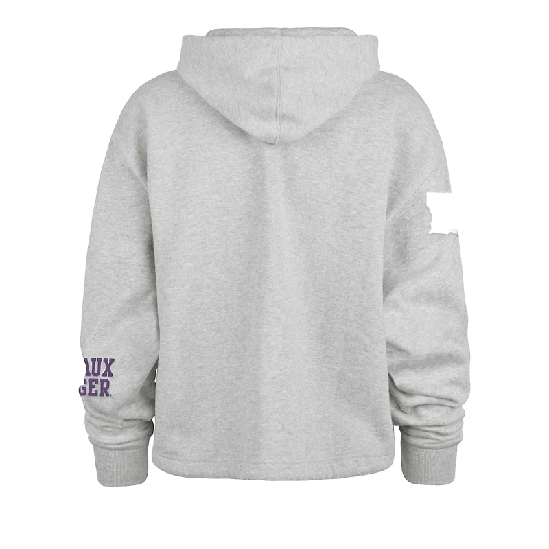Women's '47 Heather Gray LSU Tigers High Hopes Long Sleeve Cropped Hoodie
