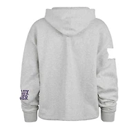 Women's '47 Heather Gray LSU Tigers High Hopes Long Sleeve Cropped Hoodie