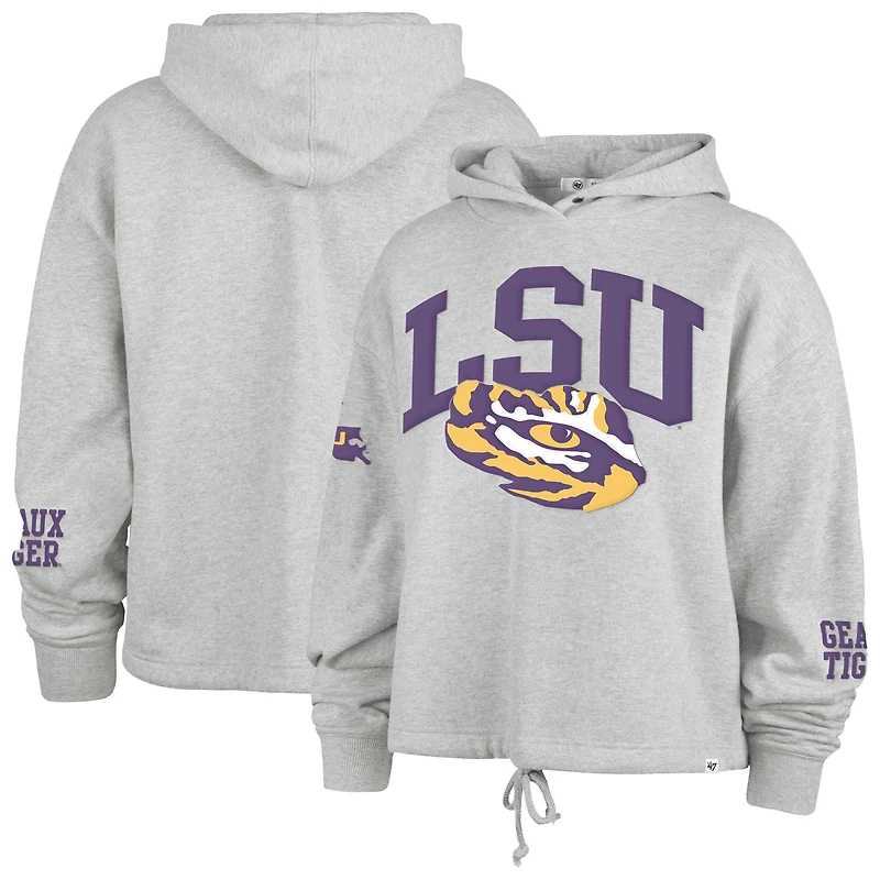 Sweat à capuche court manches longues LSU Tigers High Hopes '47 Heather Gray pour femme