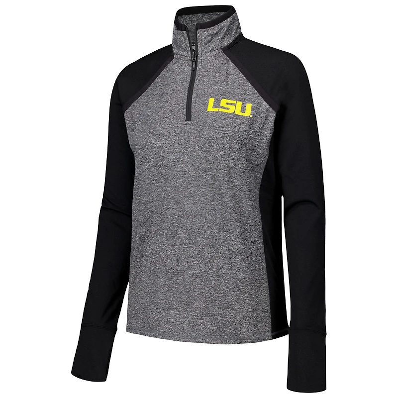 Veste à glissière quart de tour raglan LSU Tigers Finalist pour femme noire/gris chiné