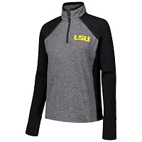 Veste à glissière quart de tour raglan LSU Tigers Finalist pour femme noire/gris chiné