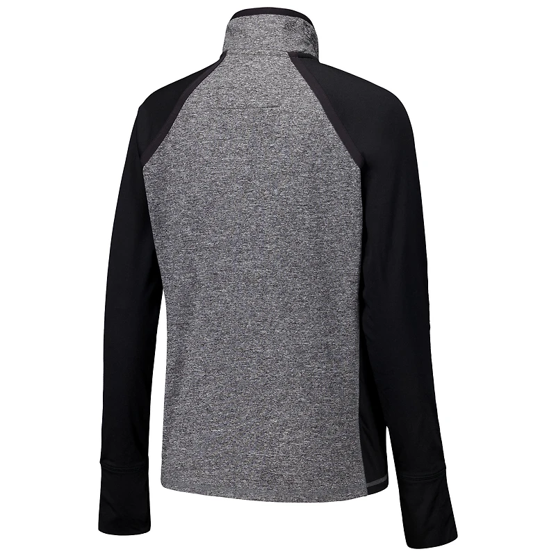 Women's Black/Heather Gray LSU Tigers Finalist Raglan Quarter-Zip Jacket