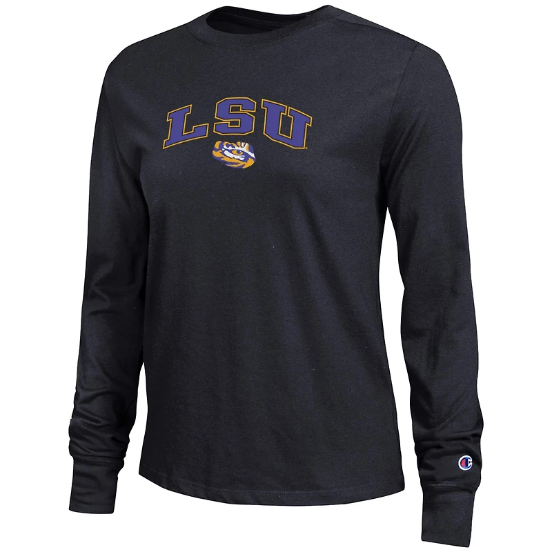 Women's Champion Black LSU Tigers Arch Over Logo Long Sleeve T-Shirt