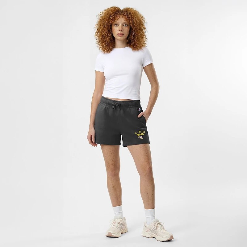 Women's Champion  Black LSU Tigers Powerblend Elastic Waist Shorts