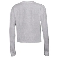 Women's Champion Gray LSU Tigers Boyfriend Cropped Long Sleeve T-Shirt