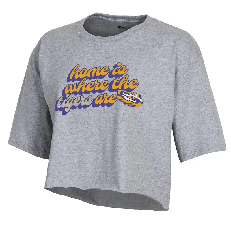 T-shirt court coupe boyfriend Champion LSU Tigers pour femme, gris