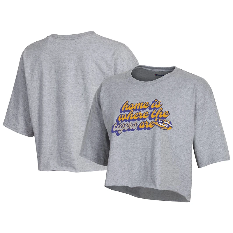 T-shirt court coupe boyfriend Champion LSU Tigers pour femme, gris