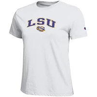T-shirt blanc avec logo arqué des LSU Tigers, championne féminine
