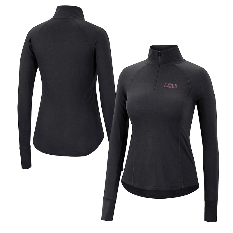 Haut à quart de zip Colosseum Black LSU Tigers Core Quinn Raglan pour femmes