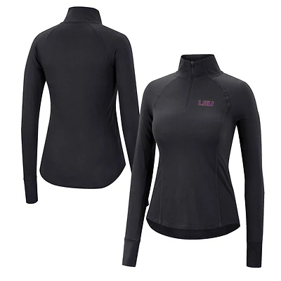 Haut à quart de zip Colosseum Black LSU Tigers Core Quinn Raglan pour femmes