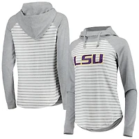 Women's Colosseum Heathered Gray/White LSU Tigers Gloria Raglan Long Sleeve Hoodie T-Shirt
