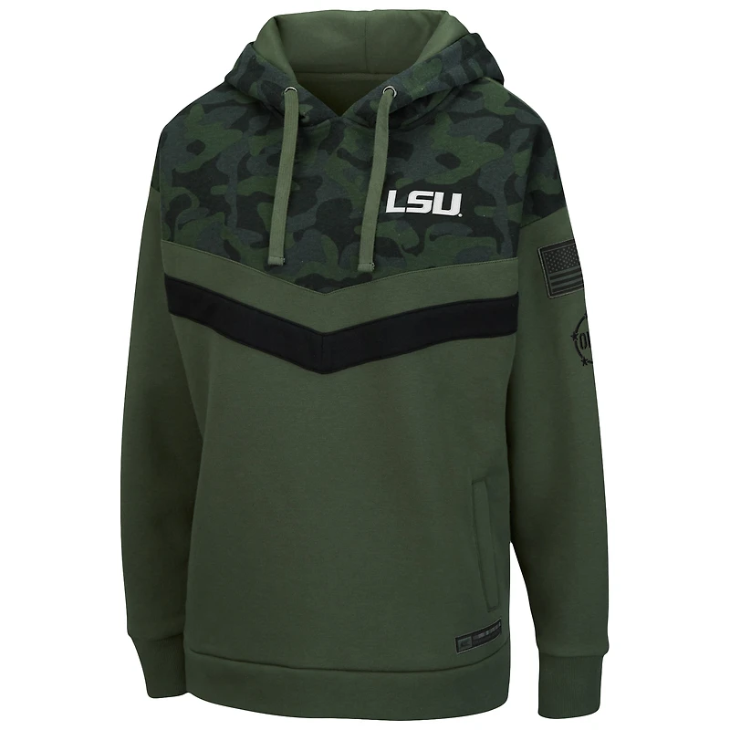 Women's Colosseum Olive/Camo LSU Tigers OHT Military Appreciation Extraction Chevron Pullover Hoodie