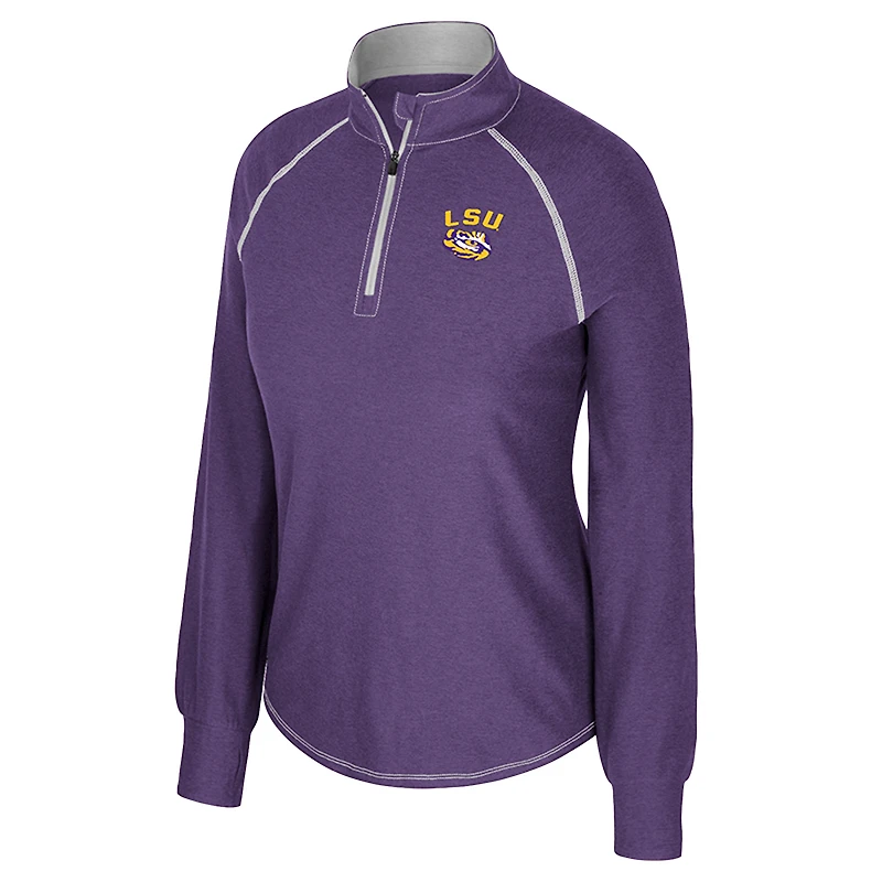 Haut Bikram raglan violet Colosseum pour femme, fermeture éclair quart de tour, LSU Tigers