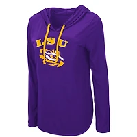 Women's Colosseum Purple LSU Tigers My Lover Lightweight Hooded Long Sleeve T-Shirt