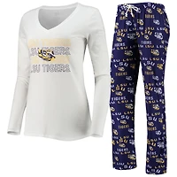 Women's Concepts Sport Purple/White LSU Tigers Flagship Long Sleeve Top & Pants Sleep Set