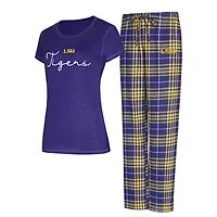 Ensemble de nuit Concepts Sport Purple LSU Tigers Vector pour femme, haut et pantalon en flanelle