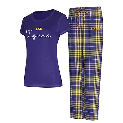 Women's Concepts Sport Purple LSU Tigers Vector Top & Flannel Pants Sleep Set