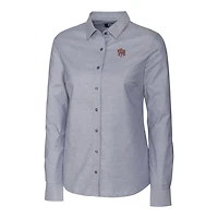 Chemise boutonnée à manches longues en tissu Oxford extensible pour femme Cutter & Buck, couleur anthracite, des Tigers de LSU