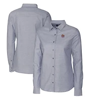 Women's Cutter & Buck Charcoal LSU Tigers Oxford Stretch Long Sleeve Button-Up Shirt
