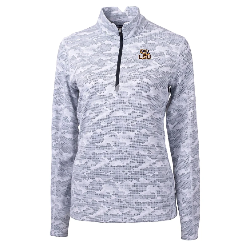 Pull-over à fermeture éclair quart de tour pour femme, couleur charbon, motif camouflage Traverse des Tigers LSU, Cutter & Buck