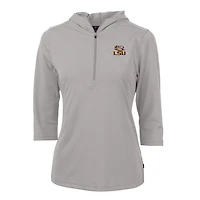 Sweat à capuche zippé manches 3/4 et demi-zip pour femme, gris, Cutter & Buck, LSU Tigers, Virtue Eco Pique