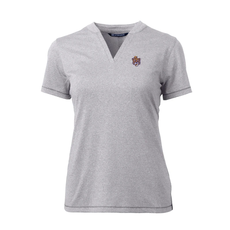 Women's Cutter & Buck Heather Gray LSU Tigers Forge Stretch Blade V-Neck Top