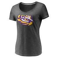 T-shirt à col en V avec logo principal Fanatics Charcoal LSU Tigers pour femmes