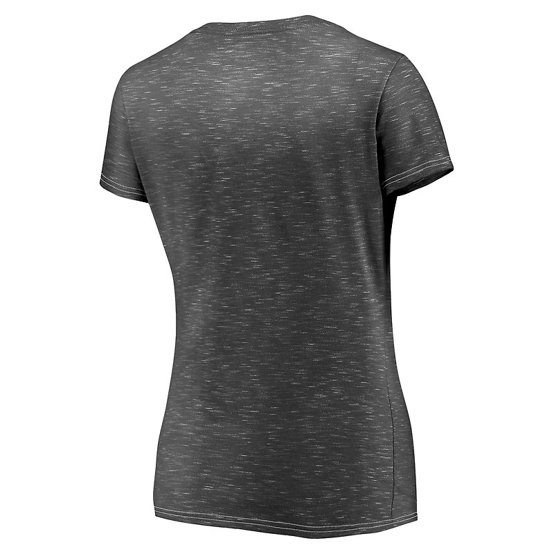 Women's Fanatics Charcoal LSU Tigers Primary Logo Space-Dye V-Neck T-Shirt