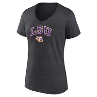 Women's Fanatics Heather Charcoal LSU Tigers Campus V-Neck T-Shirt